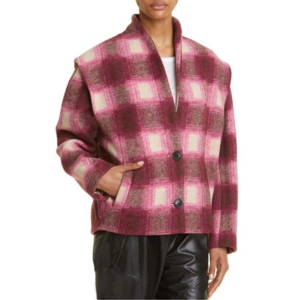 ISABEL MARANT ÉTOILE  Drogo Boxy Plaid Strong Shoulder Jacket 44 10-12 - Picture 3 of 16